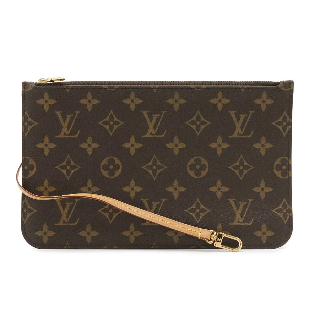 LOUIS VUITTON Monogram Neverfull Pouch Clutch accessory Beige Cream
